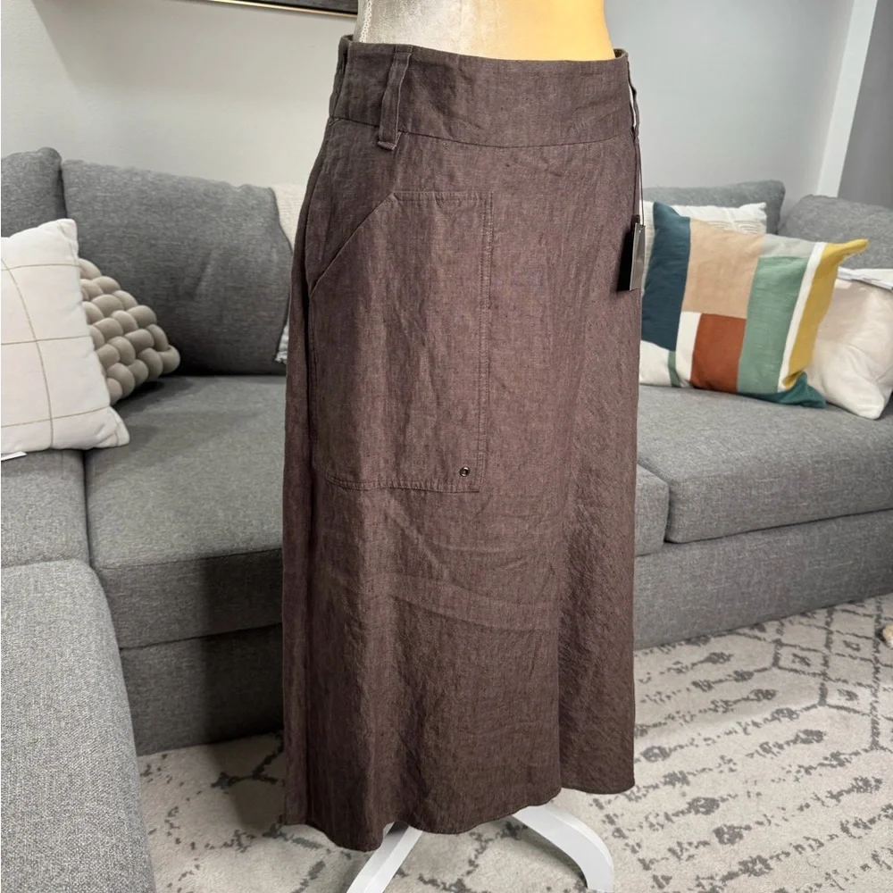 Adolfo Dominguez Brown Maxi A-Line Linen Skirt - Picture 2 of 13